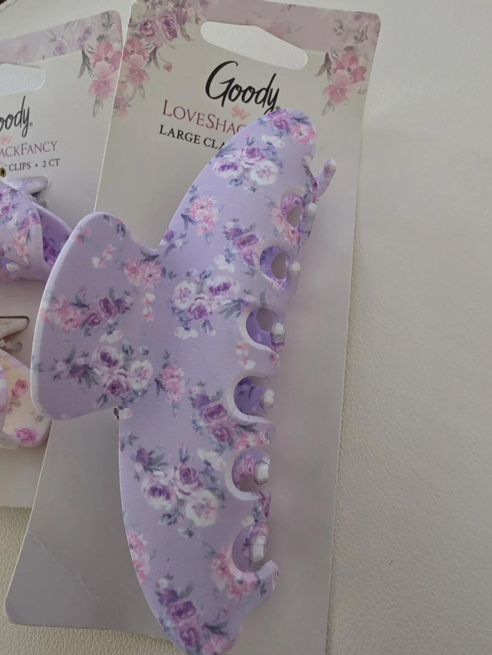 LoveShackFancy Floral Claw Clip Set in Purple & Cream Bundle